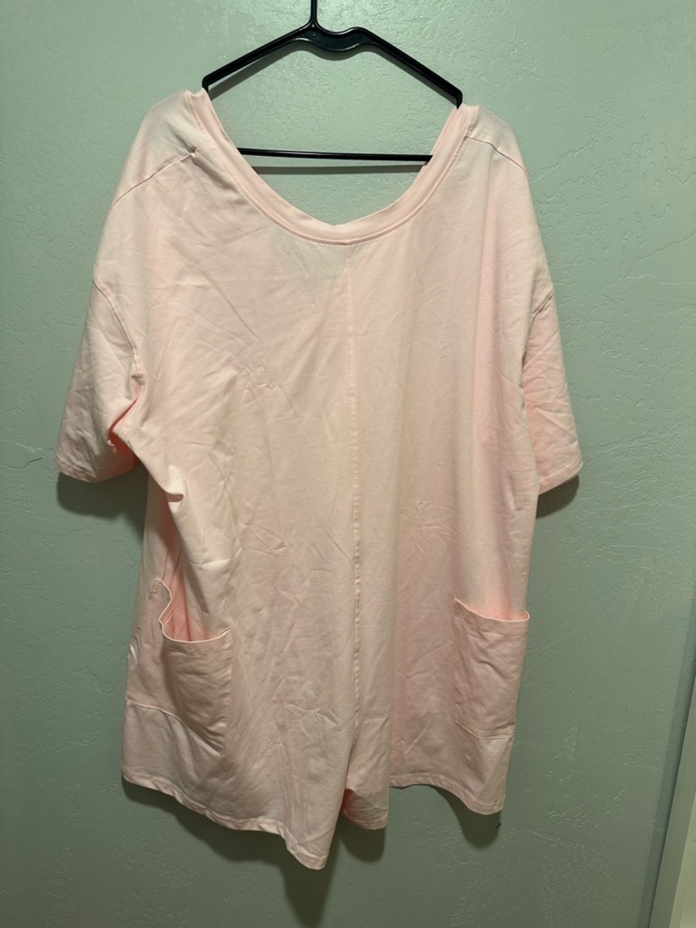 Light Blush V-Neck Tee Dress with Size Tag - Picture 9 of 10